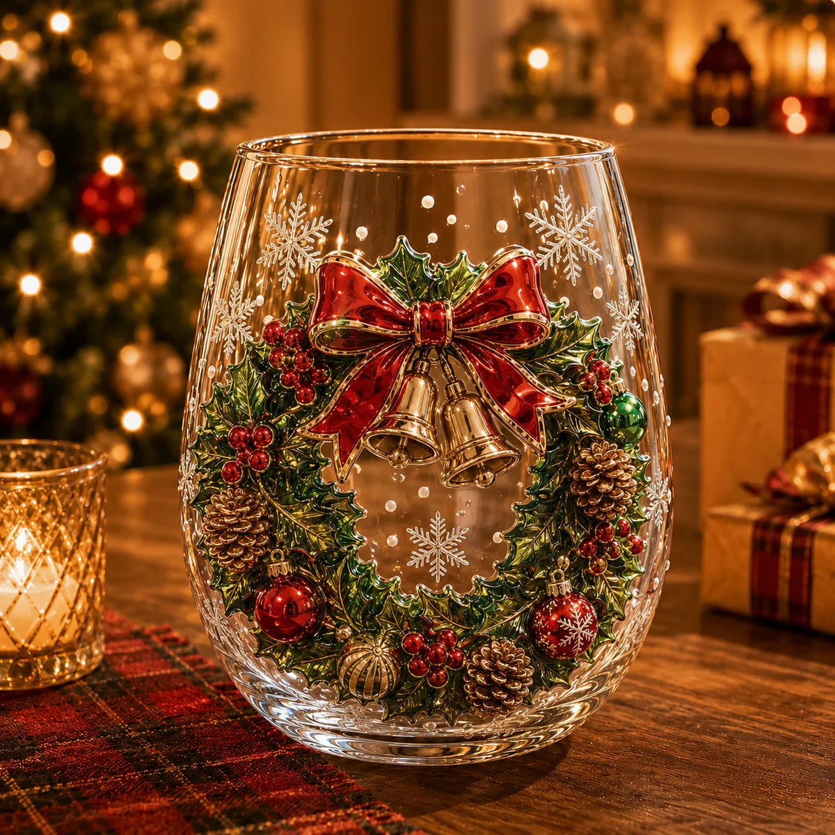 Magical Christmas 3D Glass Cup Collection – Santa, Reindeer, Snowman & Christmas Tree